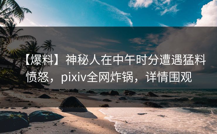 【爆料】神秘人在中午时分遭遇猛料愤怒，pixiv全网炸锅，详情围观