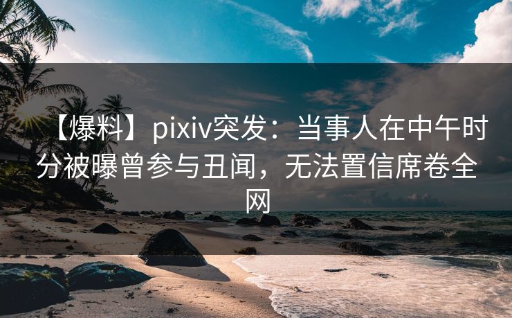 【爆料】pixiv突发:当事人在中午时分被曝曾参与丑闻,无法置信席卷全网