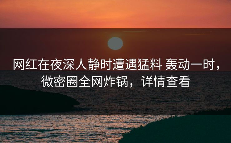 网红在夜深人静时遭遇猛料 轰动一时，微密圈全网炸锅，详情查看